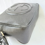 Gucci Black Grained Leather Soho Disco Small Women’s Crossbody Shoulder Handbag. Repaired