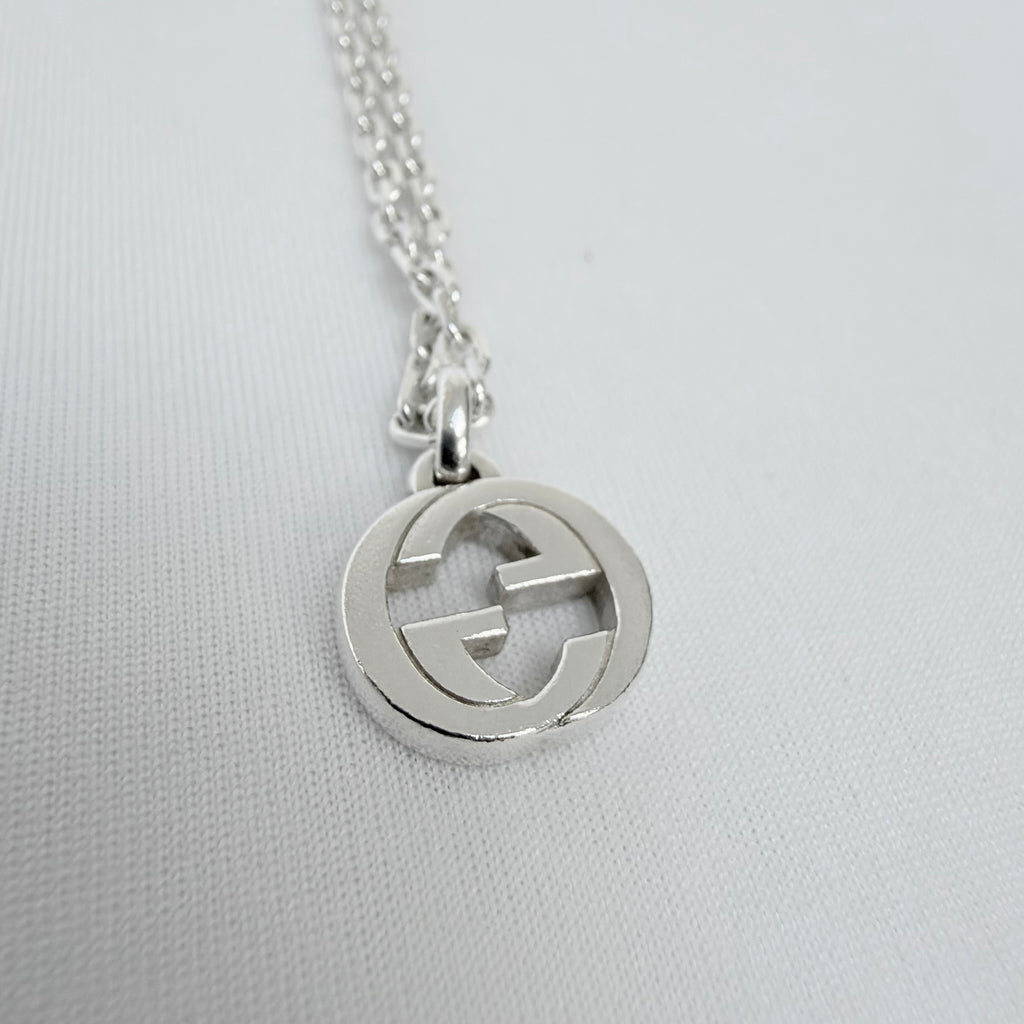 Gucci Interlocking GG Pendant Sterling Silver 925 Necklace 19 Inches With Packaging