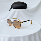 Prada Cat Eye Square Metal Corners Women's Sunglasses Brown Tortoiseshell SPR 01O