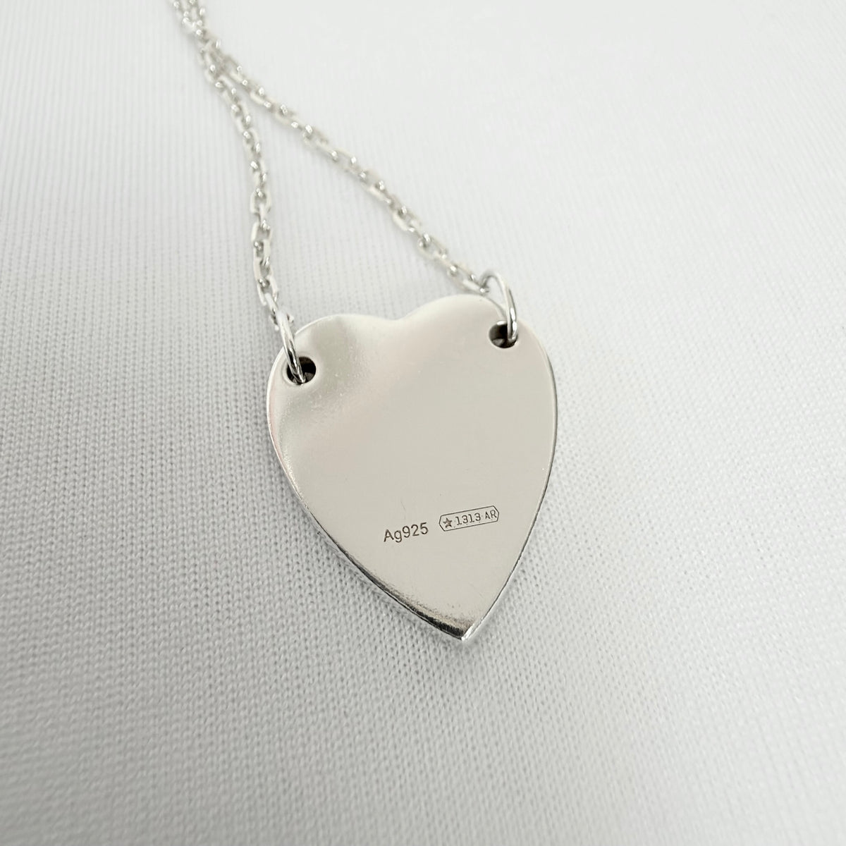 Authentic Gucci Heart Trademark Pendant Sterling Silver 925 Women’s Necklace 48cm