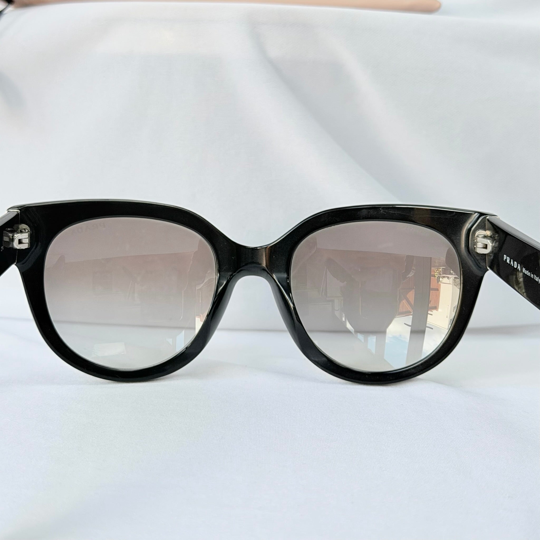 Authentic Prada Round Cat Eye Black Thick Frame Oversized Women’s Sunglasses