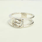 Gucci Interlocking Cut Out GG Double Band 6mm Silver Women's unisex Size 11, UK K1/2, EU 51