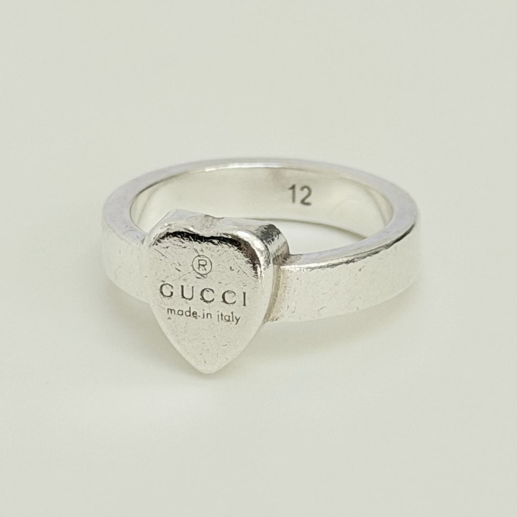 Authentic Gucci Heart Women's Ring 925 Sterling Silver Size 12, UK L, EU 52