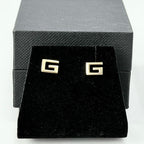 Authentic Rare Gucci 18K Yellow Gold 750 Square G Stud Women’s Earrings