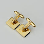 Authentic Christian Dior Vintage Rectangular Gold Tone Black Onyx Cuff Links
