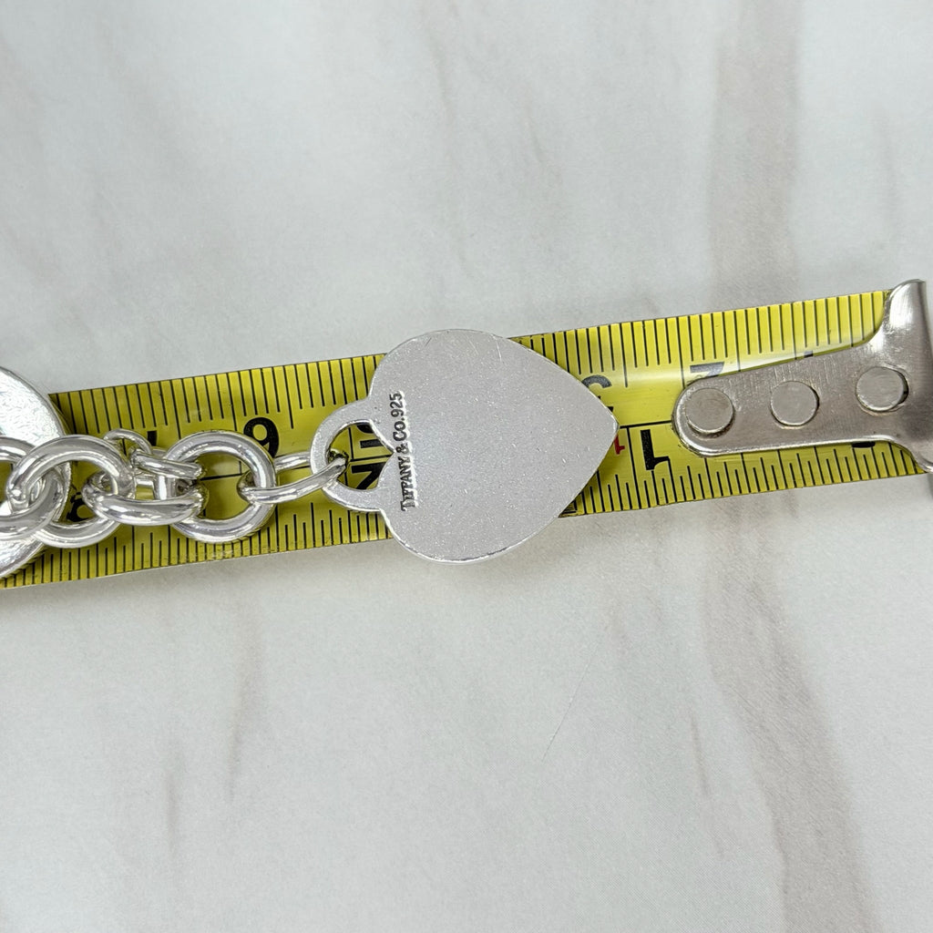 Authentic Vintage Tiffany & Co. Sterling Silver 925 Toggle Heart Pendant Choker Necklace With Pouch 16 inches