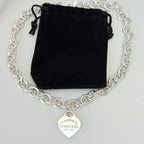 Authentic Tiffany & Co. Sterling Silver 925 Medium Heart Pendant Choker Necklace With Pouch 15 inches