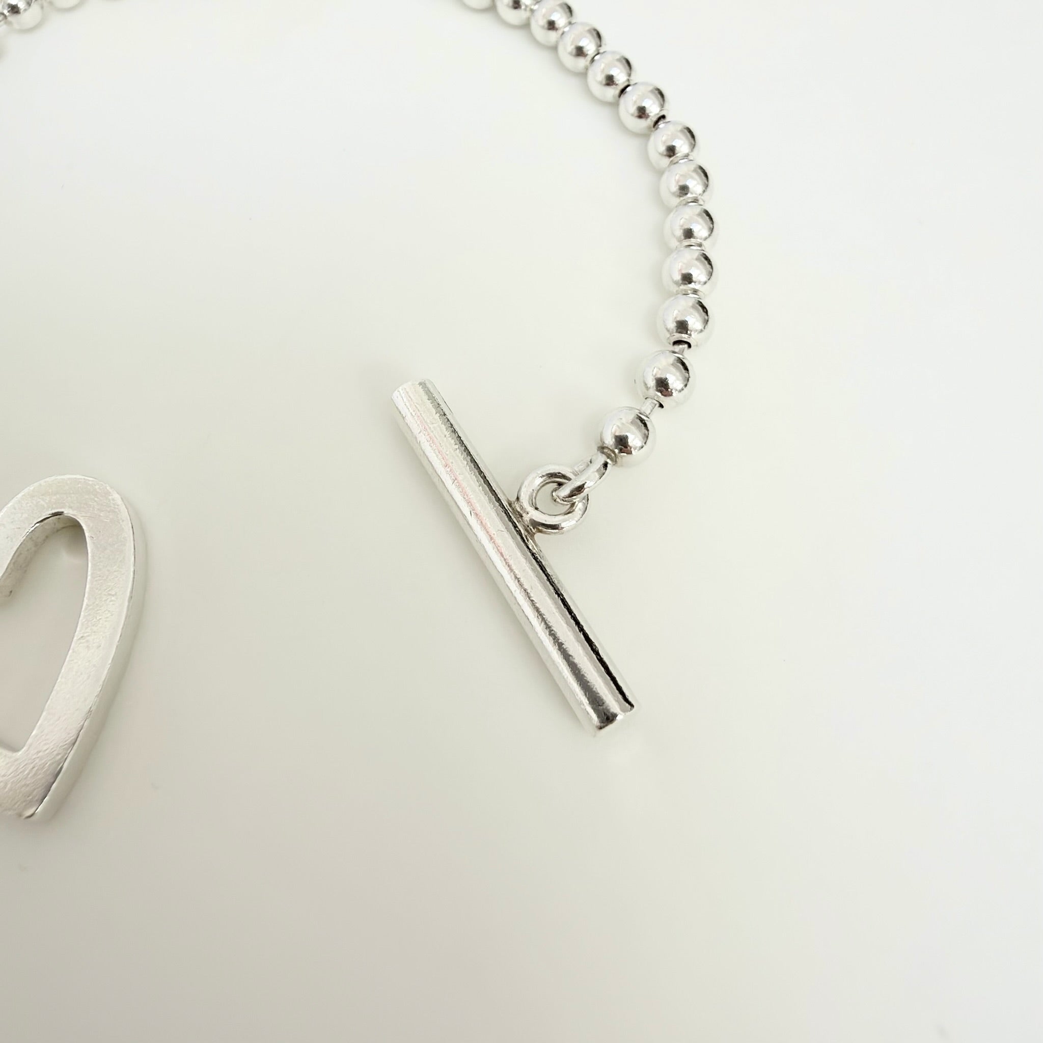 Authentic Gucci Vintage Heart Boule Popcorn Bracelet Toggle Sterling Silver 925 Women 18cm