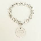 Authentic Tiffany & Co. Sterling Silver 925 Chunky Chain Large Round Tag Disc Bracelet 7.5 Inches With Packaging