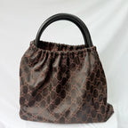 Authentic Vintage Gucci Jackie Bardot Black Monogram Supreme Gg Canvas Leather Medium Handbag