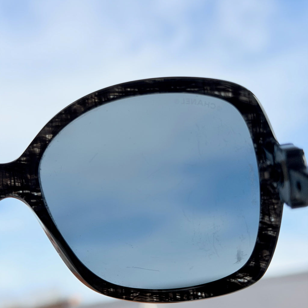 CHANEL Black/Grey Frame Gradient Tint Oversize CC Sunglasses-5174 With case