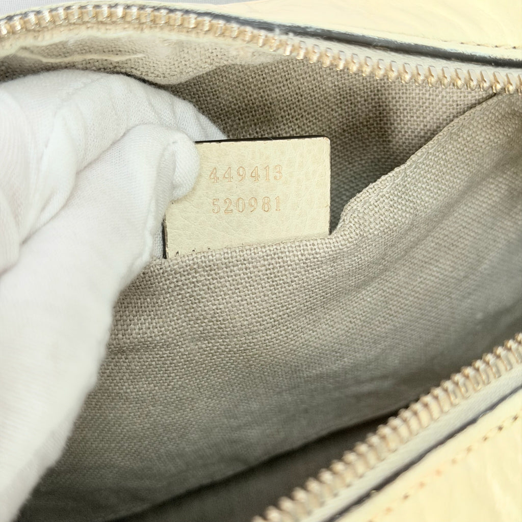 Authentic Gucci GG Bree Cream Leather Brown Canvas Crossbody Women's Bag With Dust bag