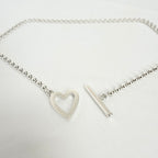Gucci Heart Boule Popcorn Necklace T Bar Toggle Sterling Silver 925 15.5 Inches With Packaging