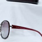 Prada SPR 51N Burgundy Red Striped Arms Oversized Oval Round Women’s Sunglasses