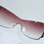 Vintage Prada Y2K Lilac Purple Silver Frameless Wrap Sunshield Oversized Sunglasses SPR 041