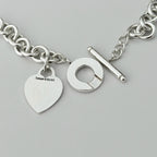 Authentic Vintage Tiffany & Co. Sterling Silver 925 Toggle Heart Pendant Choker Necklace With Pouch 16 inches