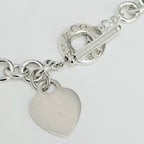 Authentic Vintage Tiffany & Co. Sterling Silver 925 Toggle Heart Pendant Choker Necklace With Pouch 15 Inches