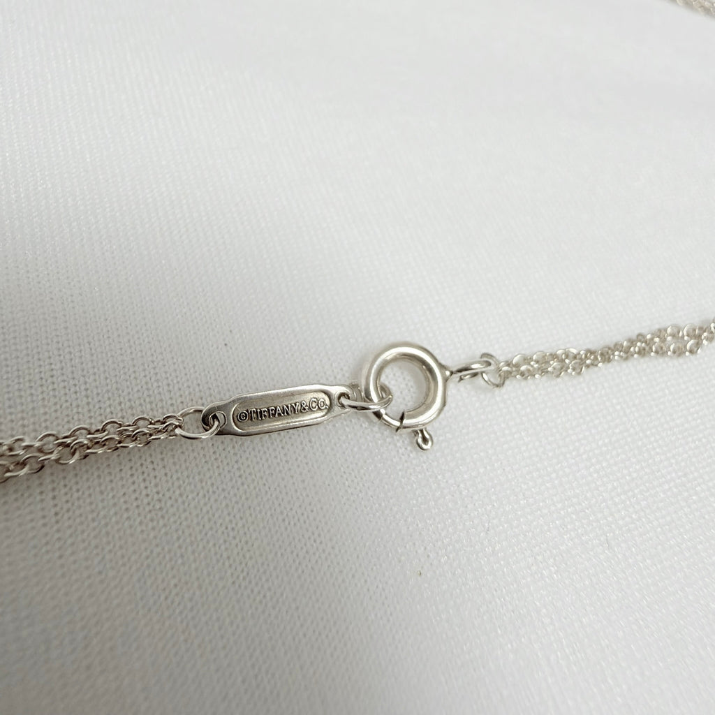 Tiffany & Co. Double Chain Heart Necklace 925 Sterling Silver 16 Inches