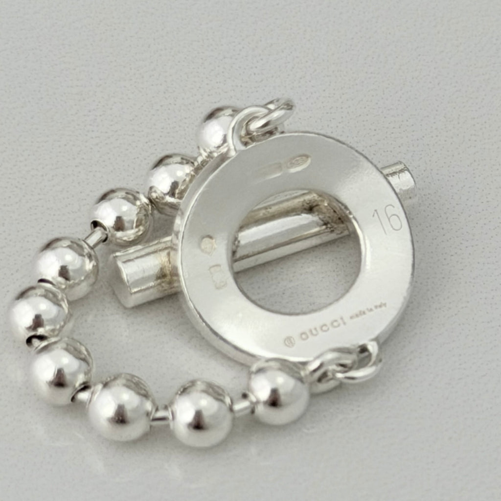 Authentic Gucci Vintage Hoop Boule Sterling Silver 925 Women’s Ring Size 16, UK P, EU 56