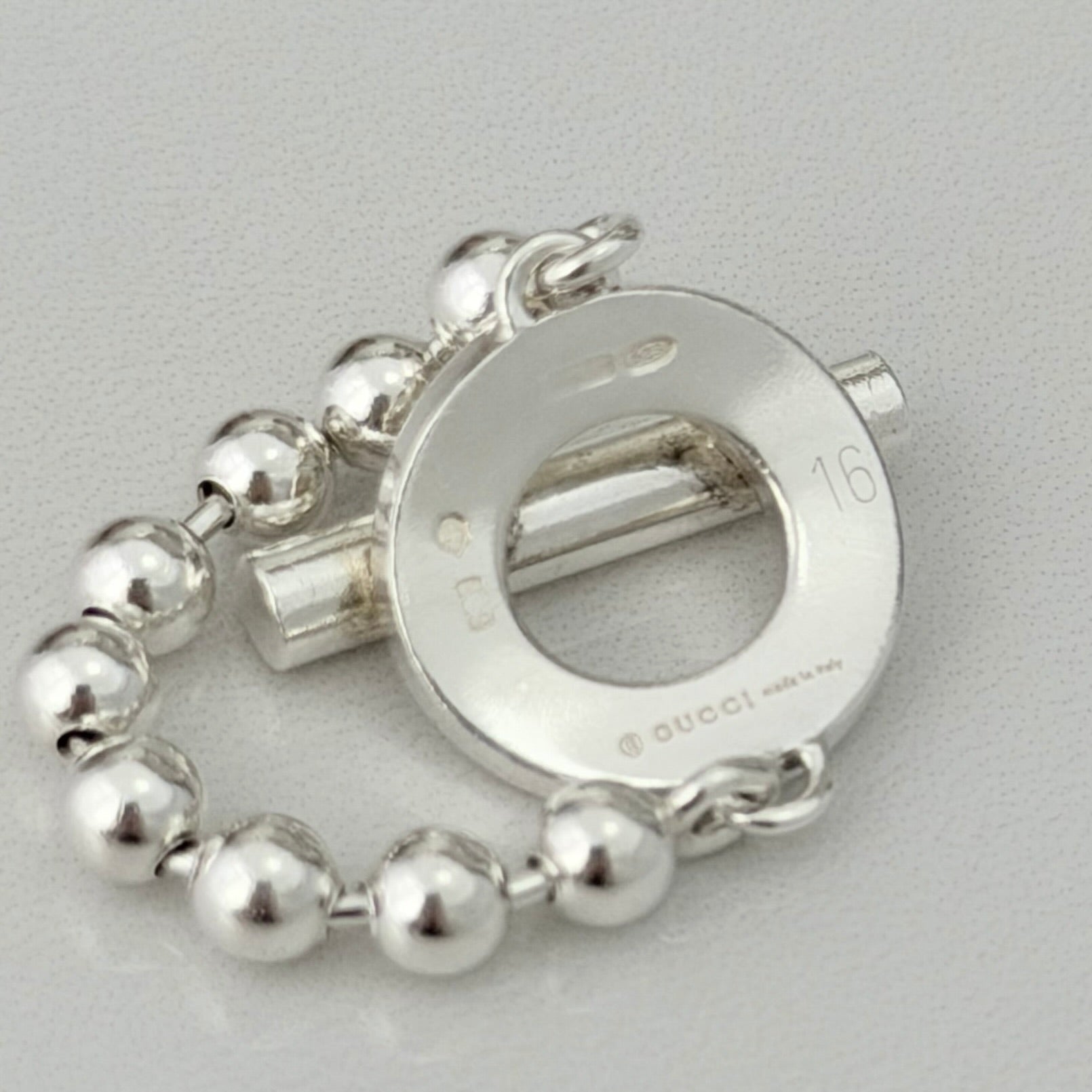 Authentic Gucci Vintage Hoop Boule Sterling Silver 925 Women’s Ring Size 16, UK P, EU 56