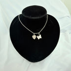 Gucci Heart Butterfly Charm Sterling Silver 925 Women's Necklace 17.5-19” With Packaging
