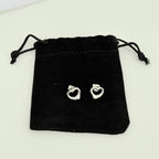 Authentic Tiffany & Co. Mini Open Heart Elsa Peretti Stud Earrings Sterling Silver 925
