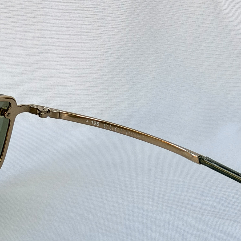 Vintage Y2K Gucci GG 1691/S Polarised UV400 Rectangular Green/Gold Sunglasses With Case