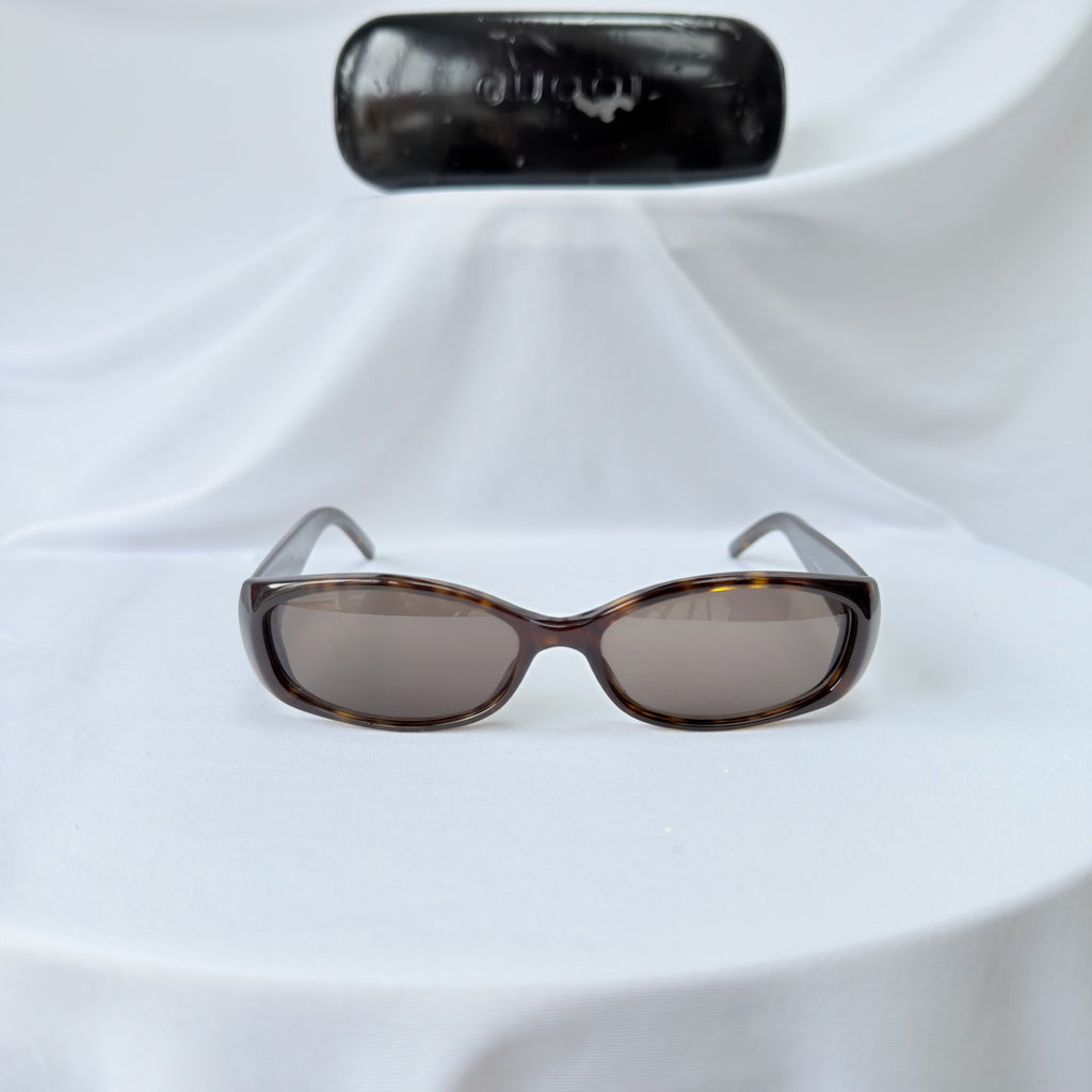 Vintage Gucci GG 2451/S Brown Tortoiseshell Silver Retro Skinny Unisex Sunglasses