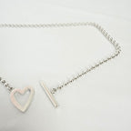 Gucci Heart Boule Popcorn Necklace T Bar Toggle Sterling Silver 925 15.5 Inches With Packaging