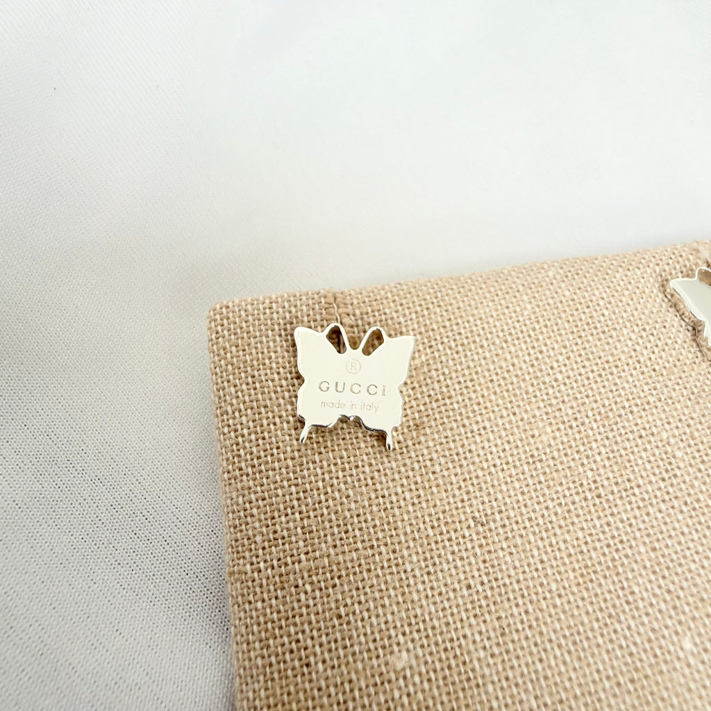 Gucci Butterfly Stud Sterling Silver 925 Women's Earrings With Packaging