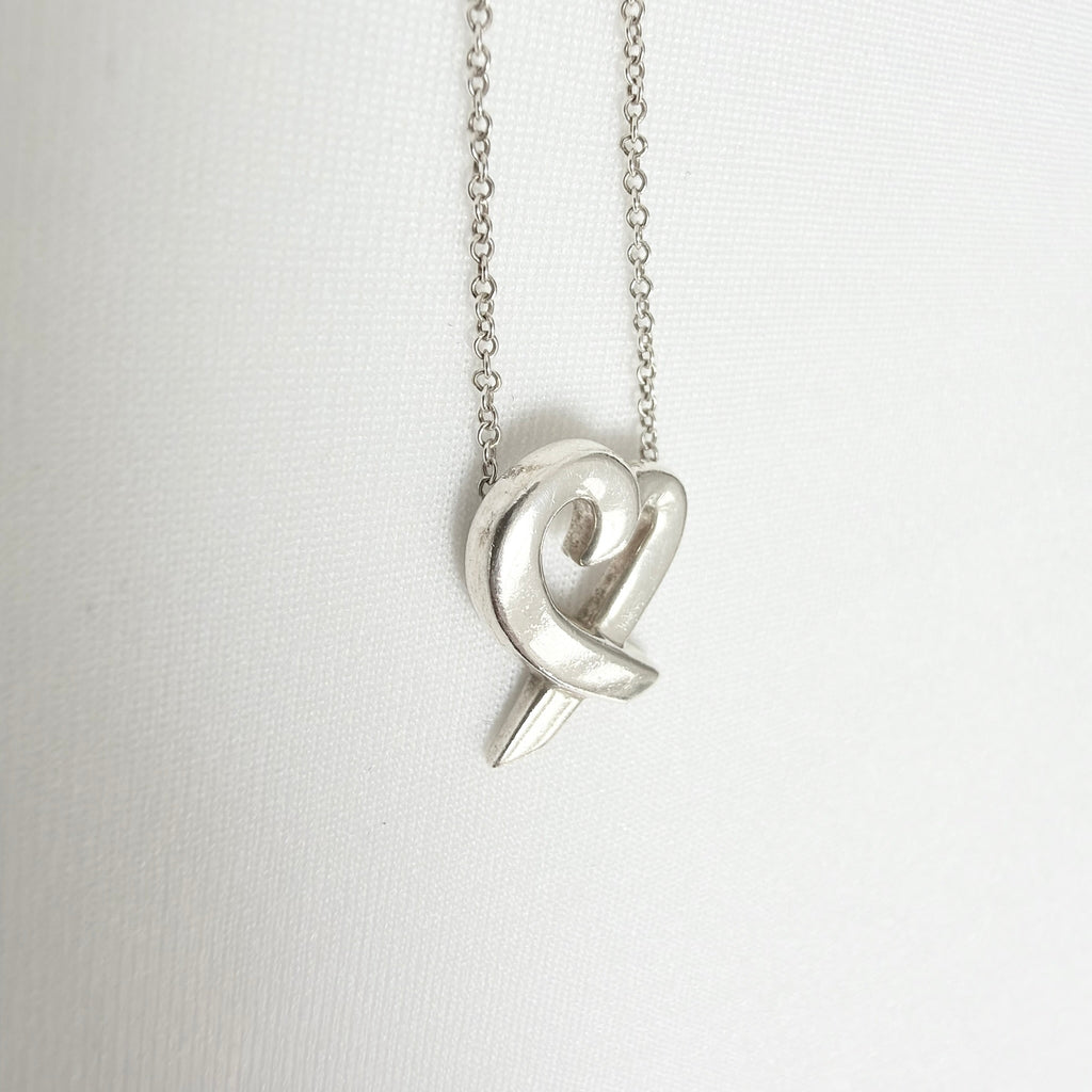 Tiffany & Co. Sterling Silver 925 Paloma Picasso Loving Heart Pendant 16 Inches Necklace With Packaging