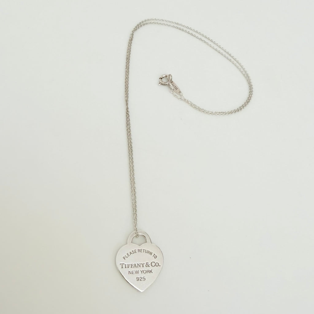 Tiffany & Co. Return to Tiffany Small Heart Women's Necklace 925 Sterling Silver 17.5 Inches