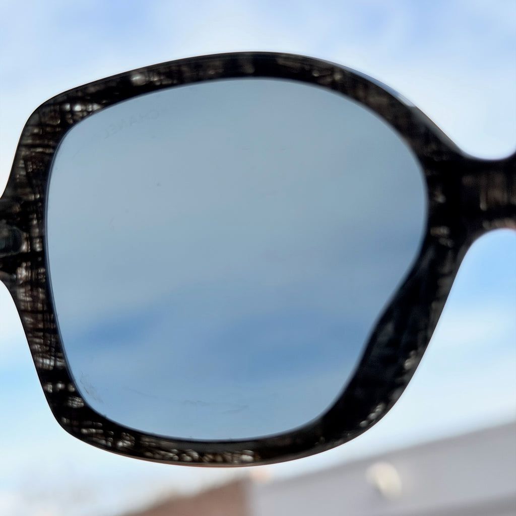 CHANEL Black/Grey Frame Gradient Tint Oversize CC Sunglasses-5174 With case