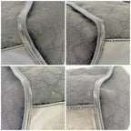 Vintage Gucci Jackie Bardot Medium Size GG Monogram Canvas Leather Black Handbag With Dustbag