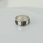 Gucci GG Marmont 925 Sterling Silver 9mm Logo Ring Women’s Size 17, UK Q, EU 57