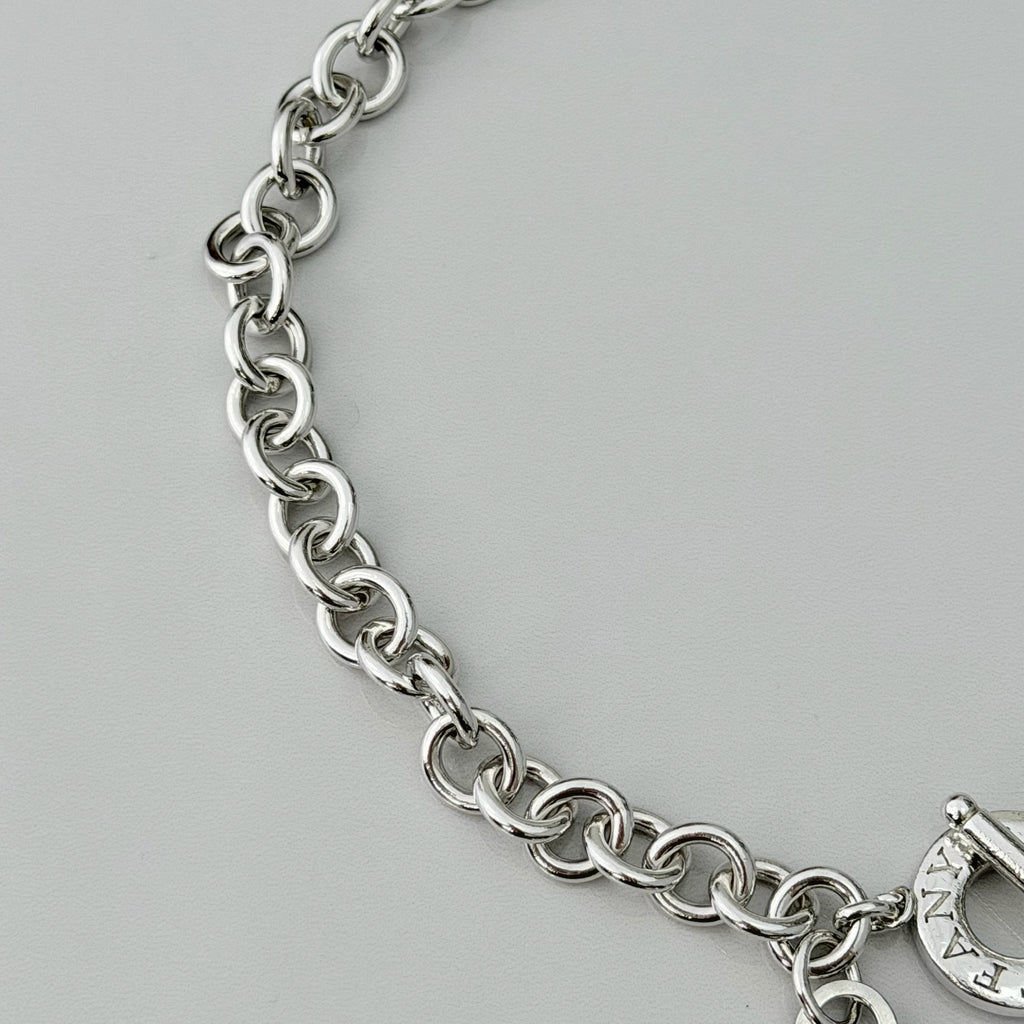 Authentic Vintage Tiffany & Co. Sterling Silver 925 Toggle Heart Pendant Choker Necklace With Pouch 16 inches
