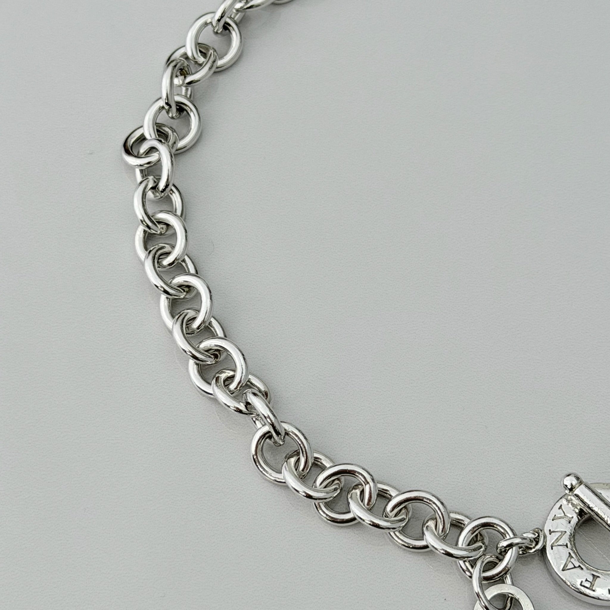 Authentic Vintage Tiffany & Co. Sterling Silver 925 Toggle Heart Pendant Choker Necklace With Pouch 16 inches