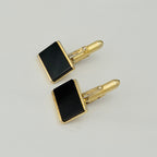 Authentic Christian Dior Vintage Rectangular Gold Tone Black Onyx Cuff Links