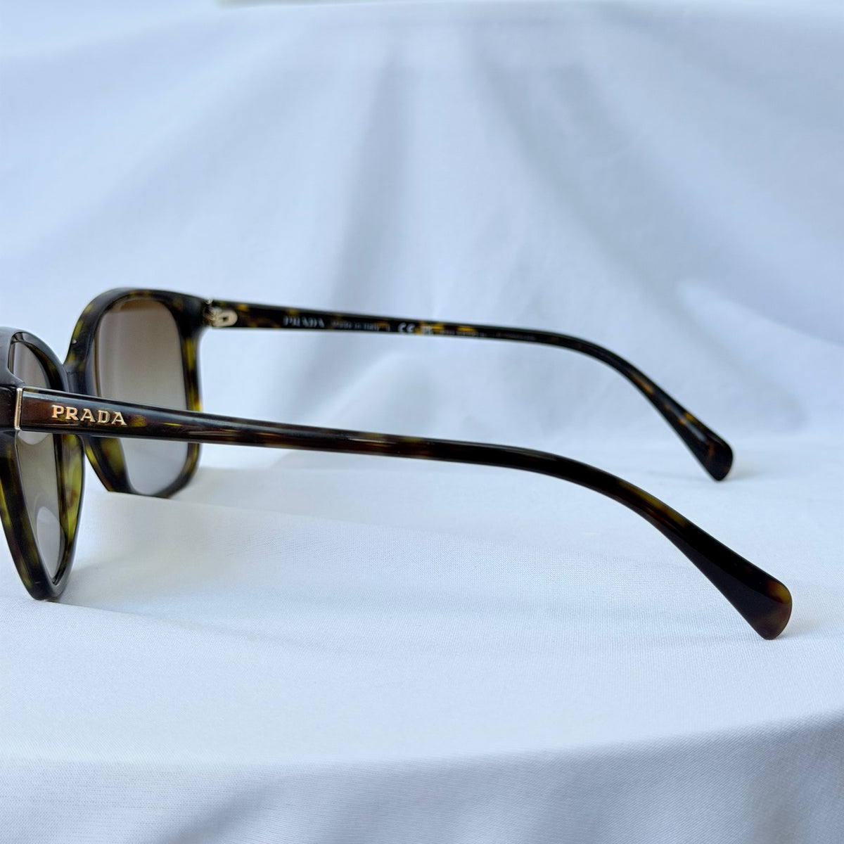 Prada Cat Eye Square Metal Corners Women's Sunglasses Brown Tortoiseshell Polarised SPR 01O