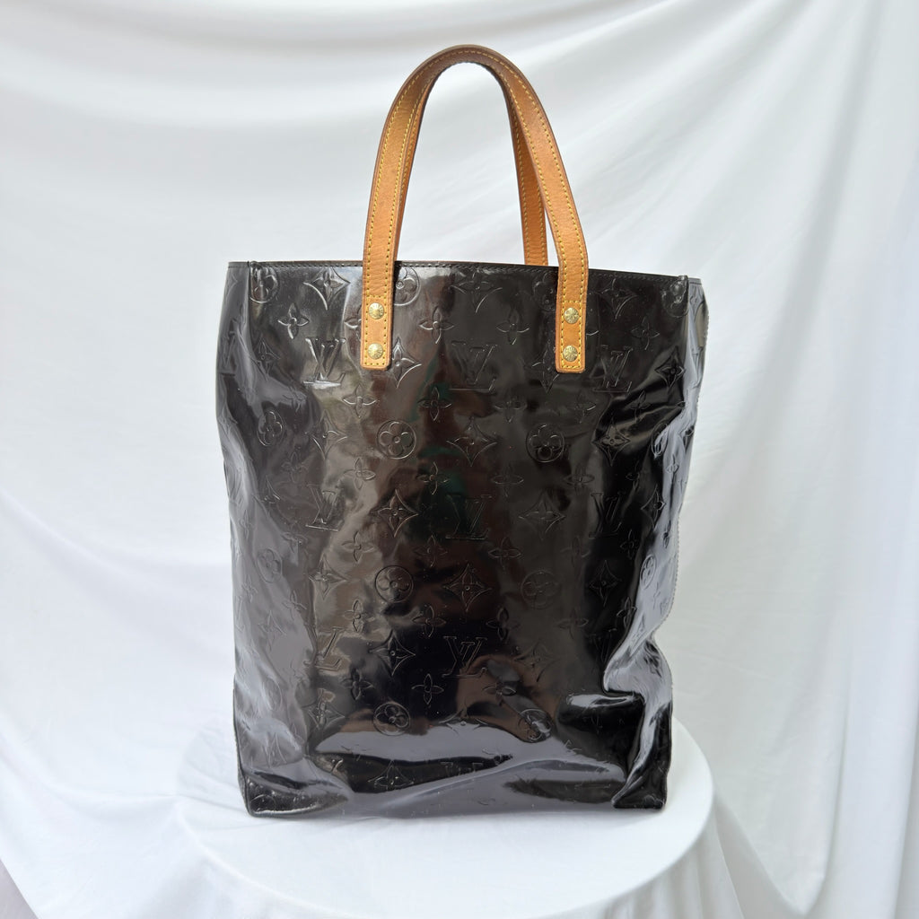 Louis Vuitton Vernis Patent Leather Black Reade MM Tote Bag Redyed Restored