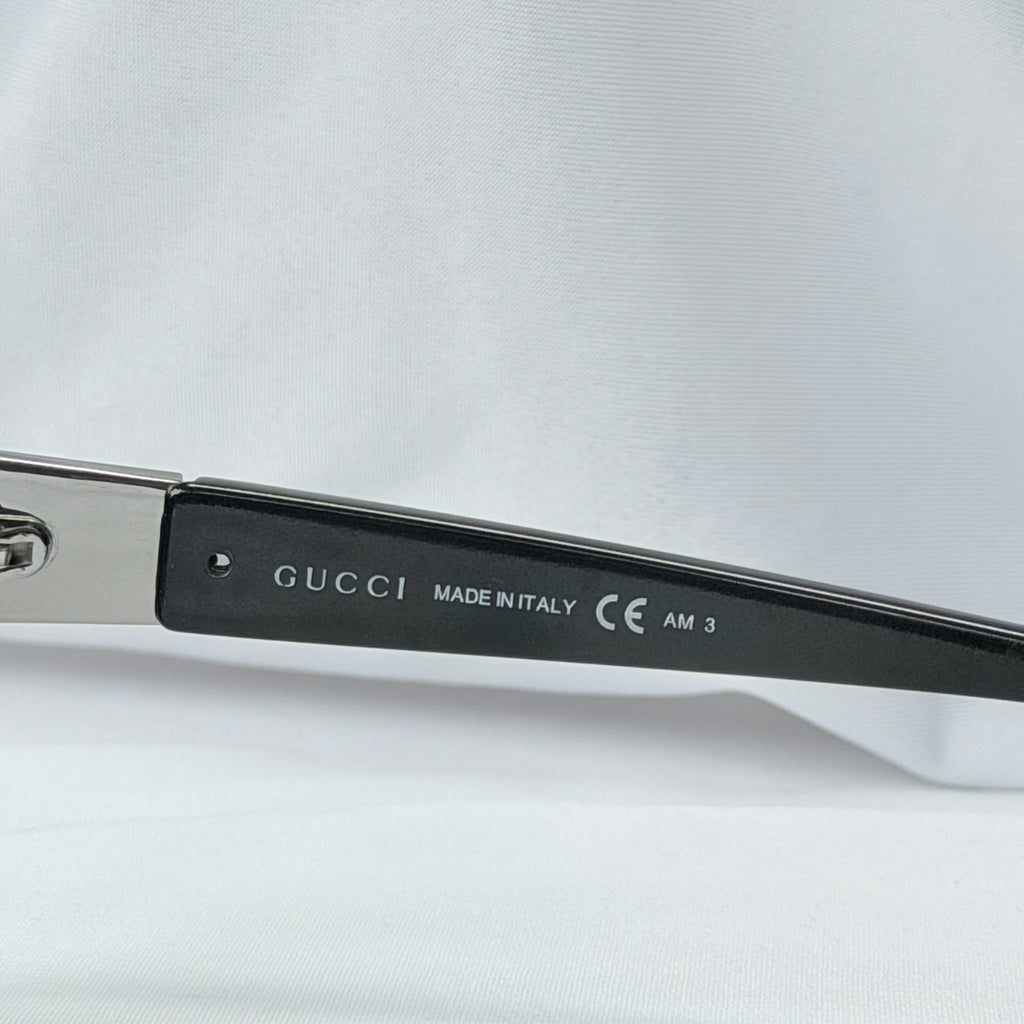 Authentic Gucci Black Silver Cat Eye Square Lens Unisex Sunglasses With Case