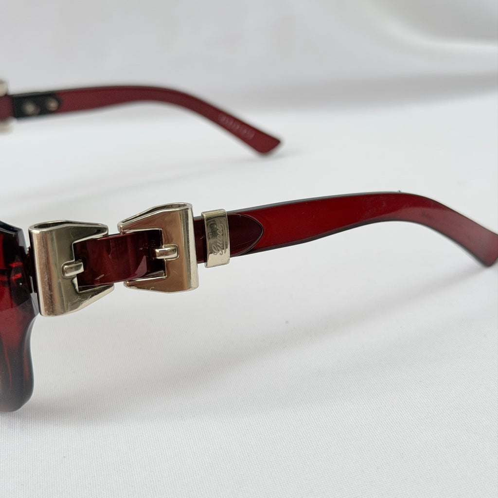 Vintage Gucci GG 3006/S "Queen Bow" Buckle Oversized Butterfly Burgundy sunglasses
