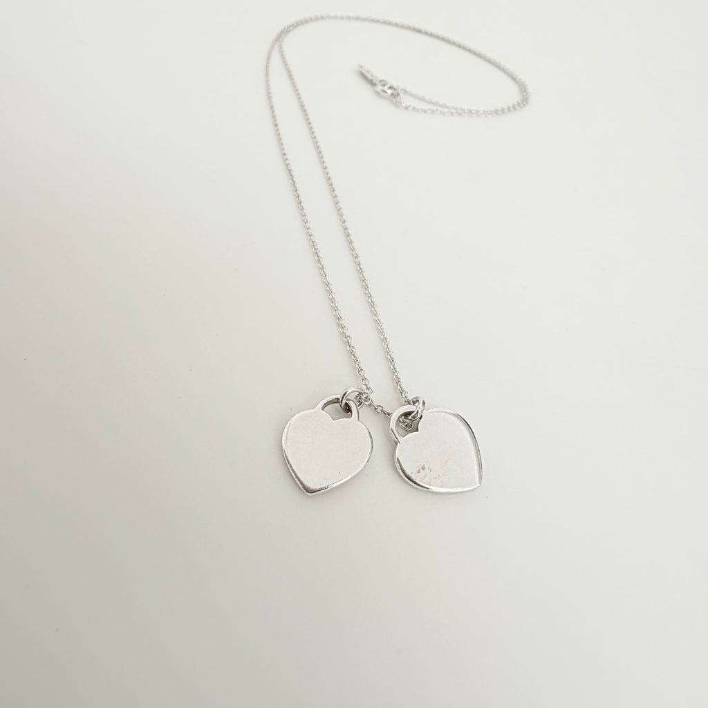 Tiffany & Co. Return to Mini Double Blue Heart Women's Necklace 19 Inches Sterling Silver 925