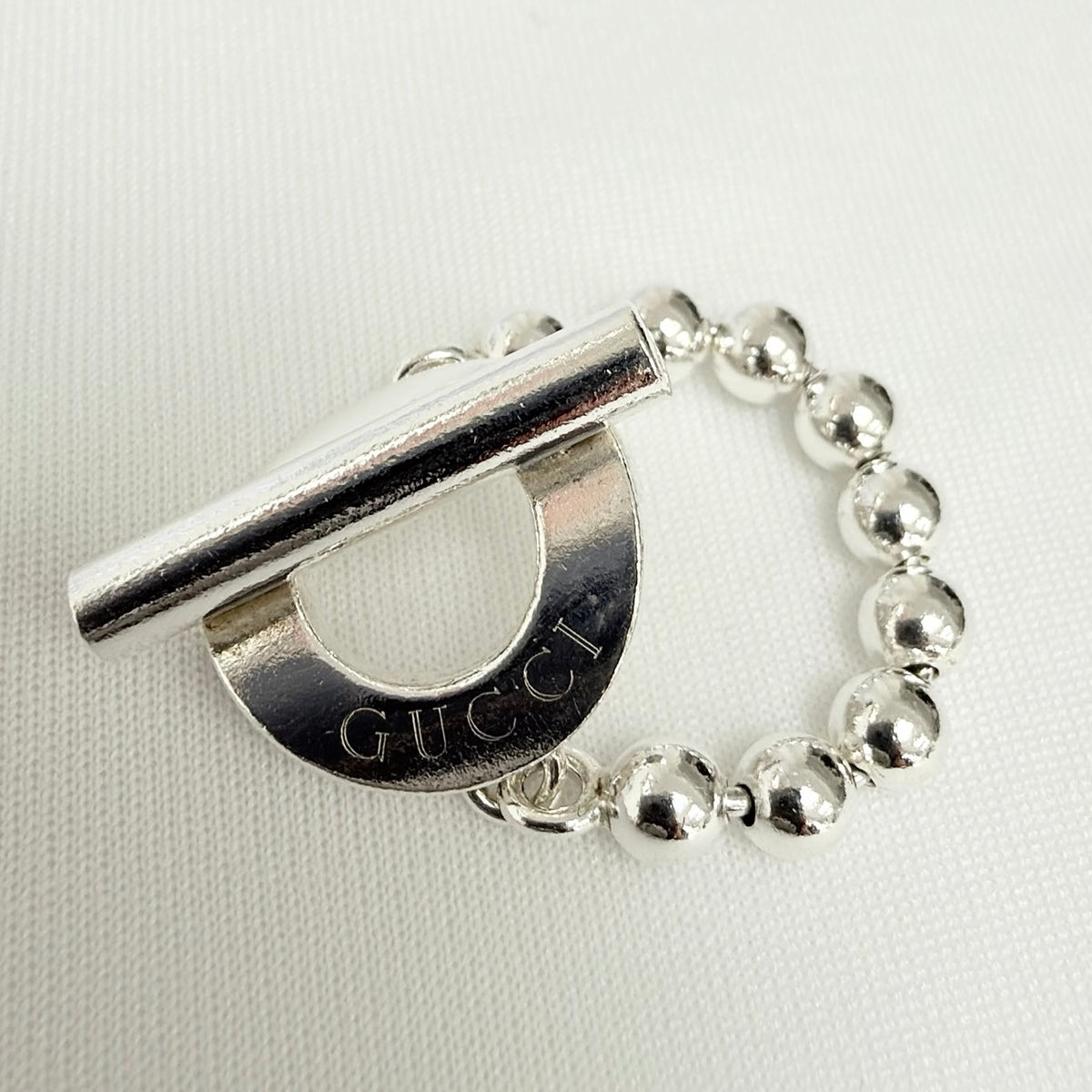 Gucci Vintage Hoop Boule Sterling Silver 925 Women’s Ring Size 16, UK P, EU 56