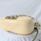 Authentic Gucci GG Bree Cream Leather Brown Canvas Crossbody Women's Bag With Dust bag