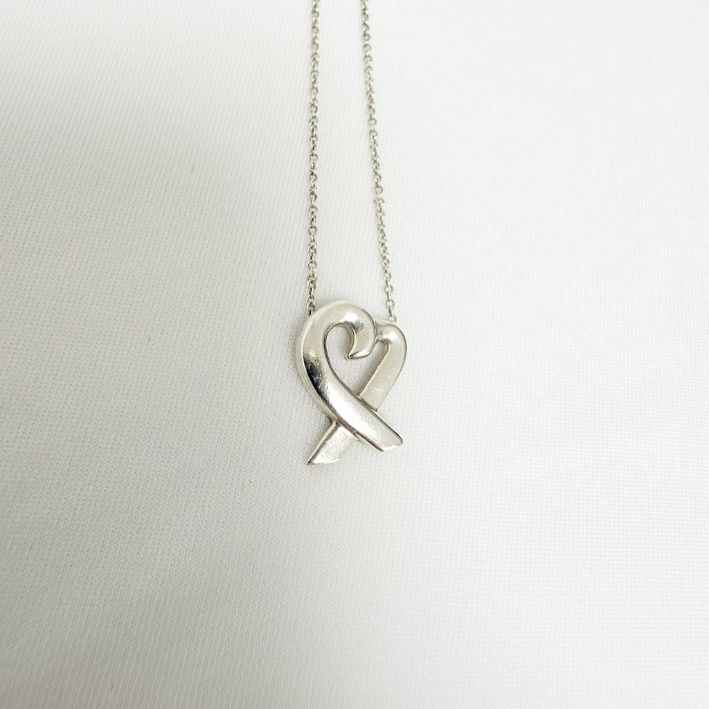 Tiffany & Co. Sterling Silver 925 Paloma Picasso Loving Heart Pendant 16 Inches Necklace With Packaging