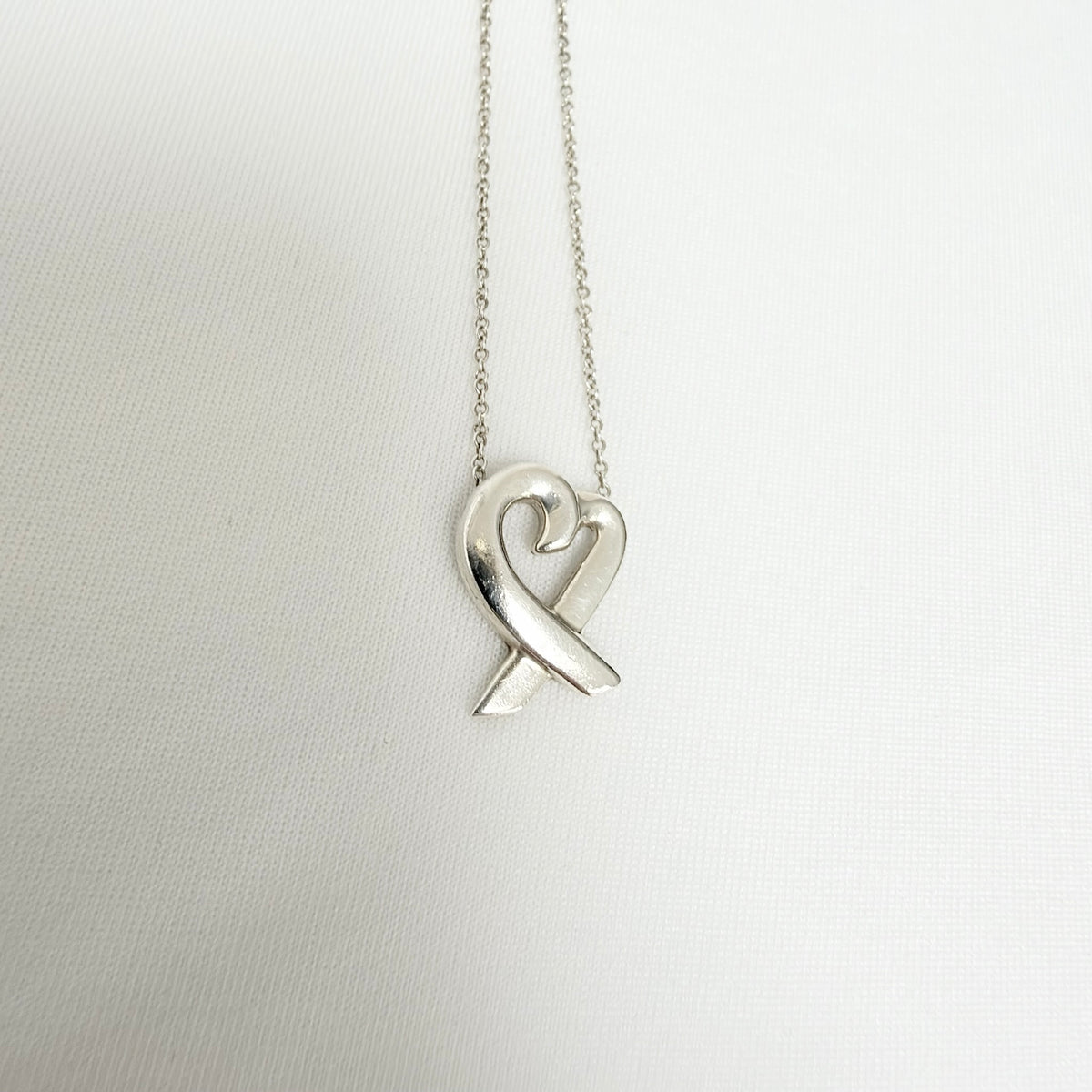 Tiffany & Co. Sterling Silver 925 Paloma Picasso Loving Heart Pendant 16 Inches Necklace With Packaging