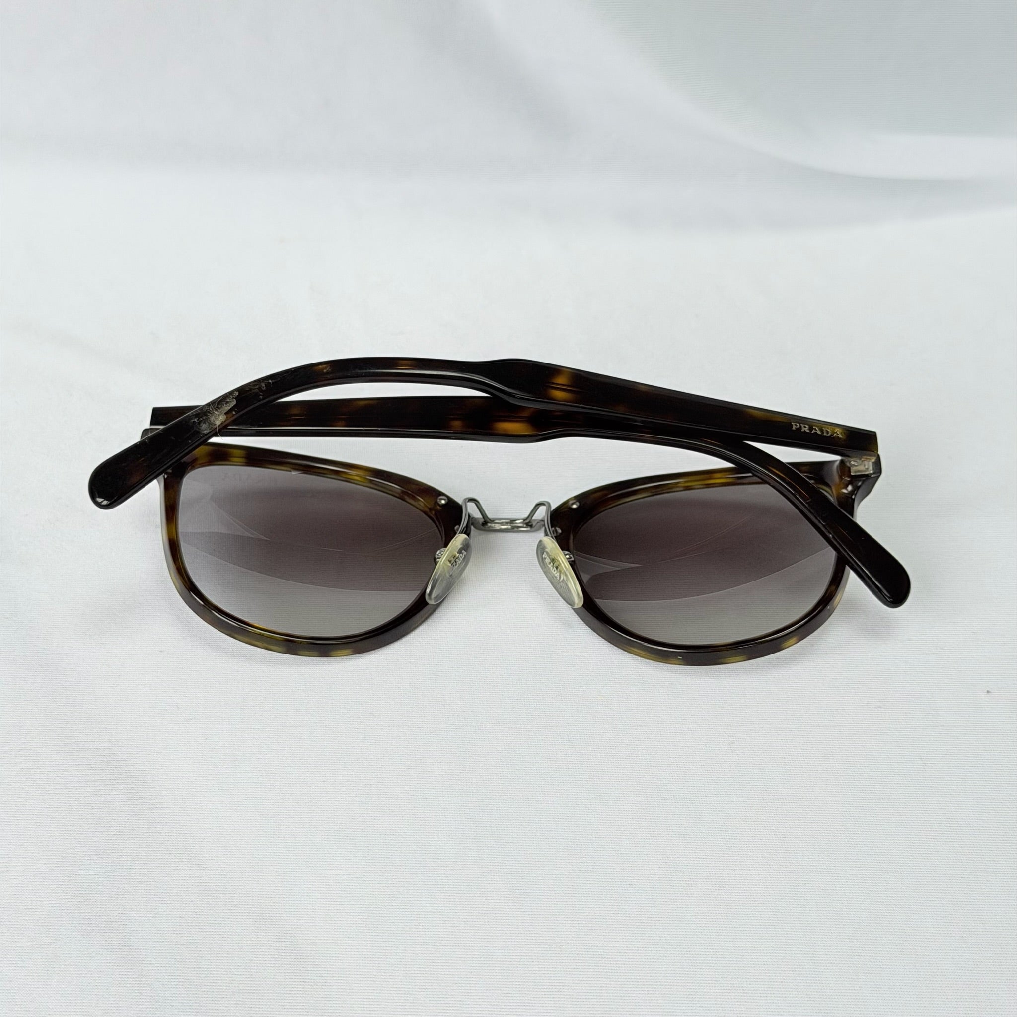 Authentic Prada Brown Tortoiseshell Oval Round Cat Eye Women Sunglasses With Case