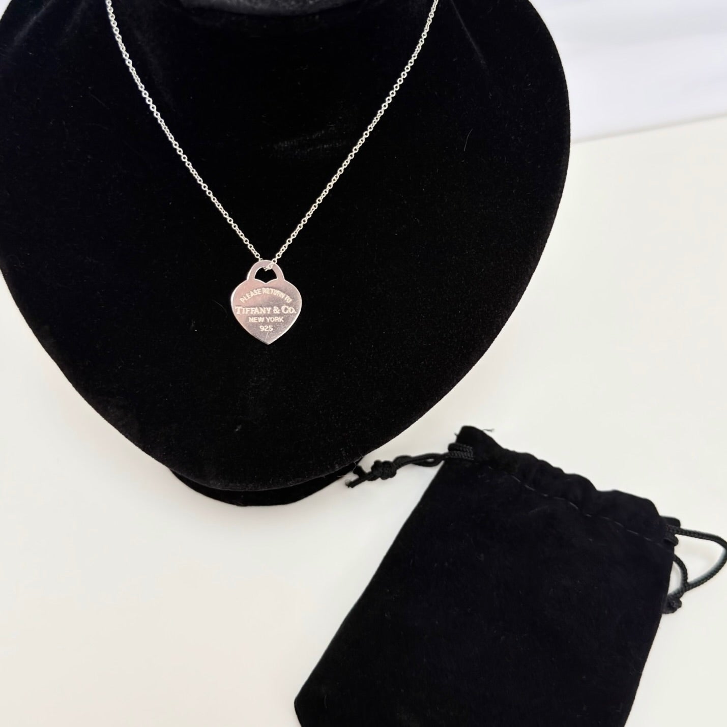 Authentic Tiffany & Co. Return to Tiffany Small Heart Women's Necklace 925 Sterling Silver 16.5 inches