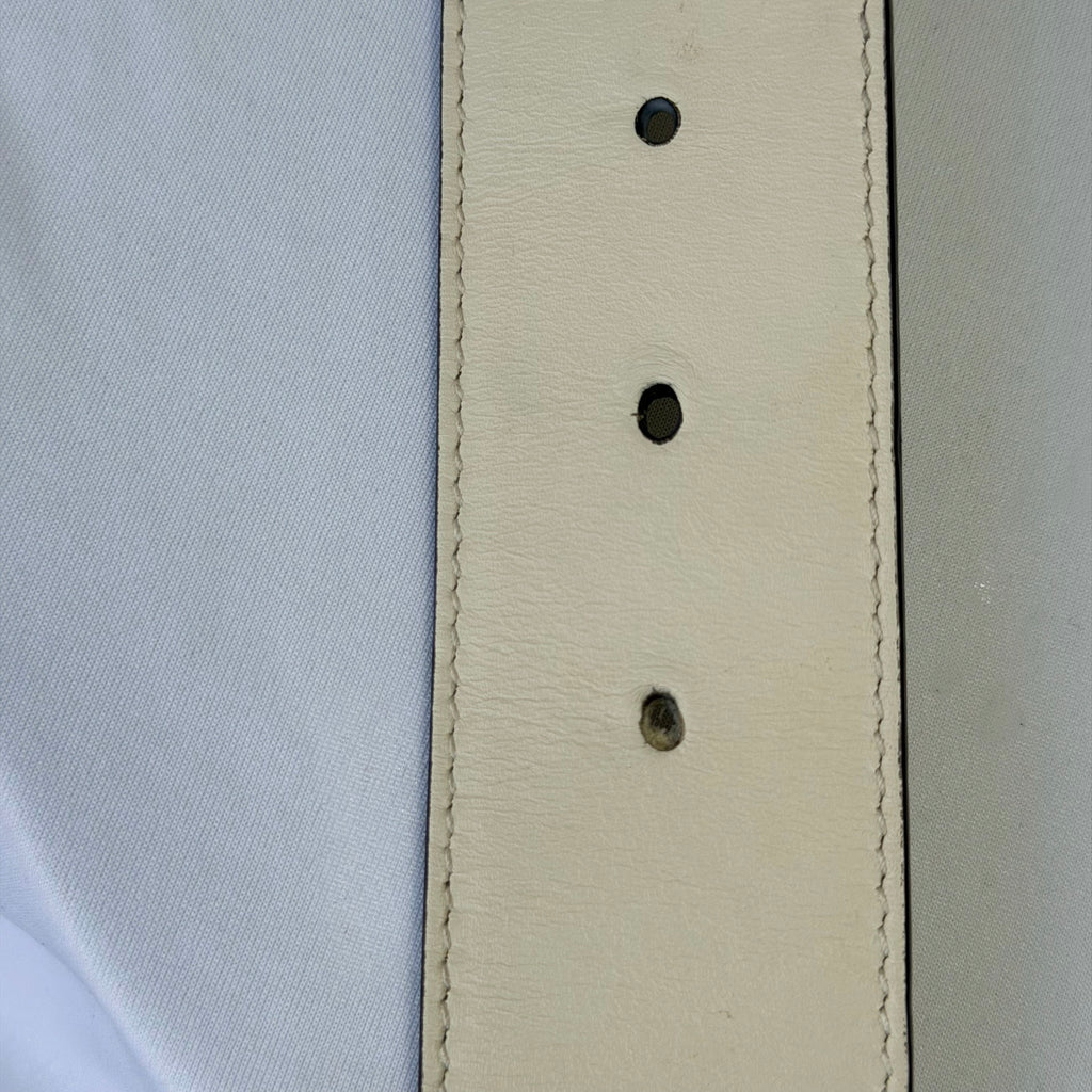 Gucci GG Marmont 24k Gold Buckle Cream Leather Belt 4cm 85cm 34” 400593